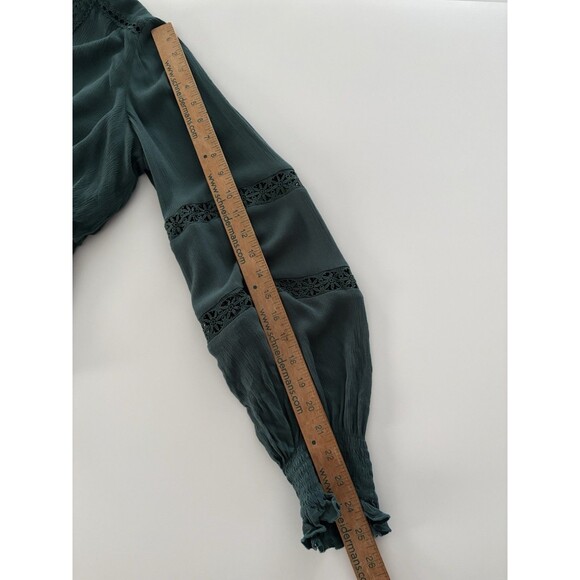 Scarlet Darkness Top Size Large Green Peasant Dark Romance Renaissance Goth - Picture 12 of 15